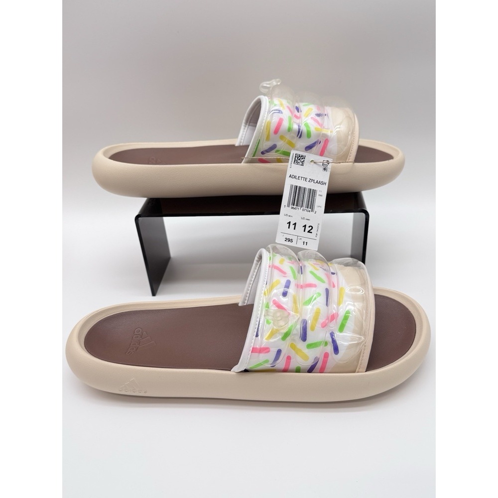 Size 11M, 12W- Adidas Adilette‎ Zplaash Summer Style Slides, Brown/Confetti